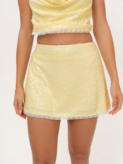 For Love & Lemons Lela Sequin Mini Skirt