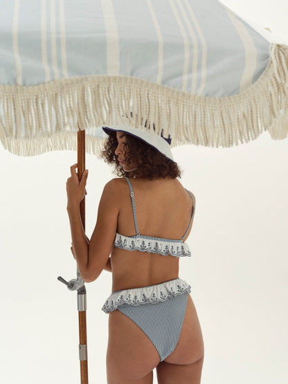 For Love & Lemons Textured Stripes Bikini Bottom