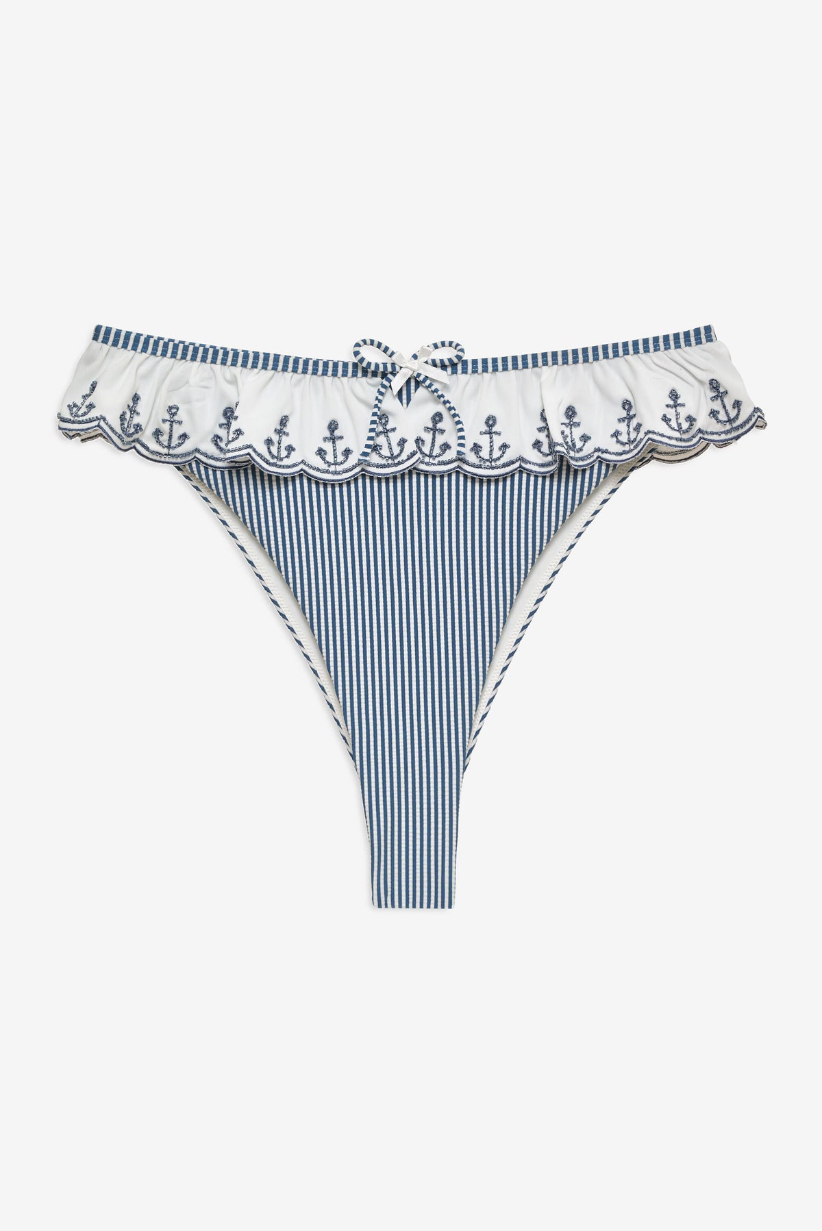 For Love & Lemons Textured Stripes Bikini Bottom