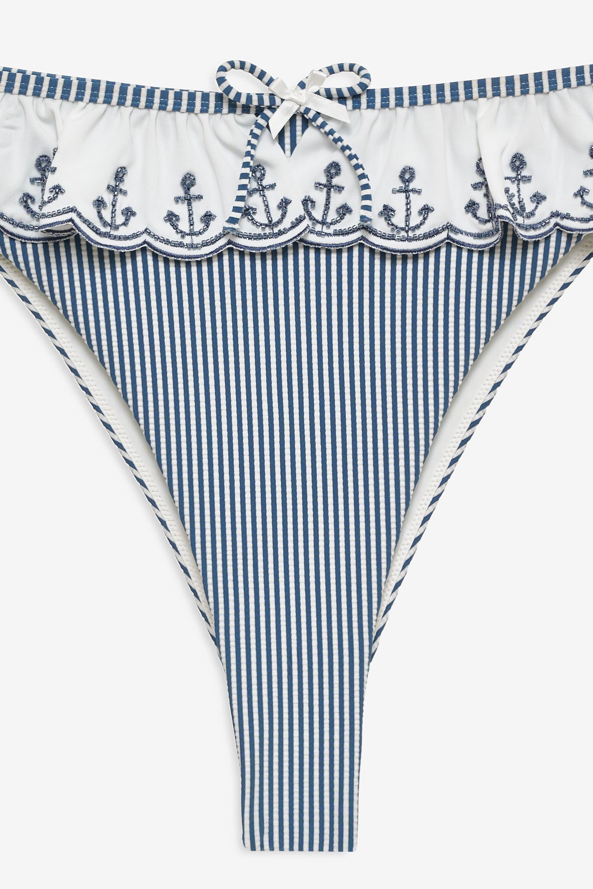 For Love & Lemons Textured Stripes Bikini Bottom