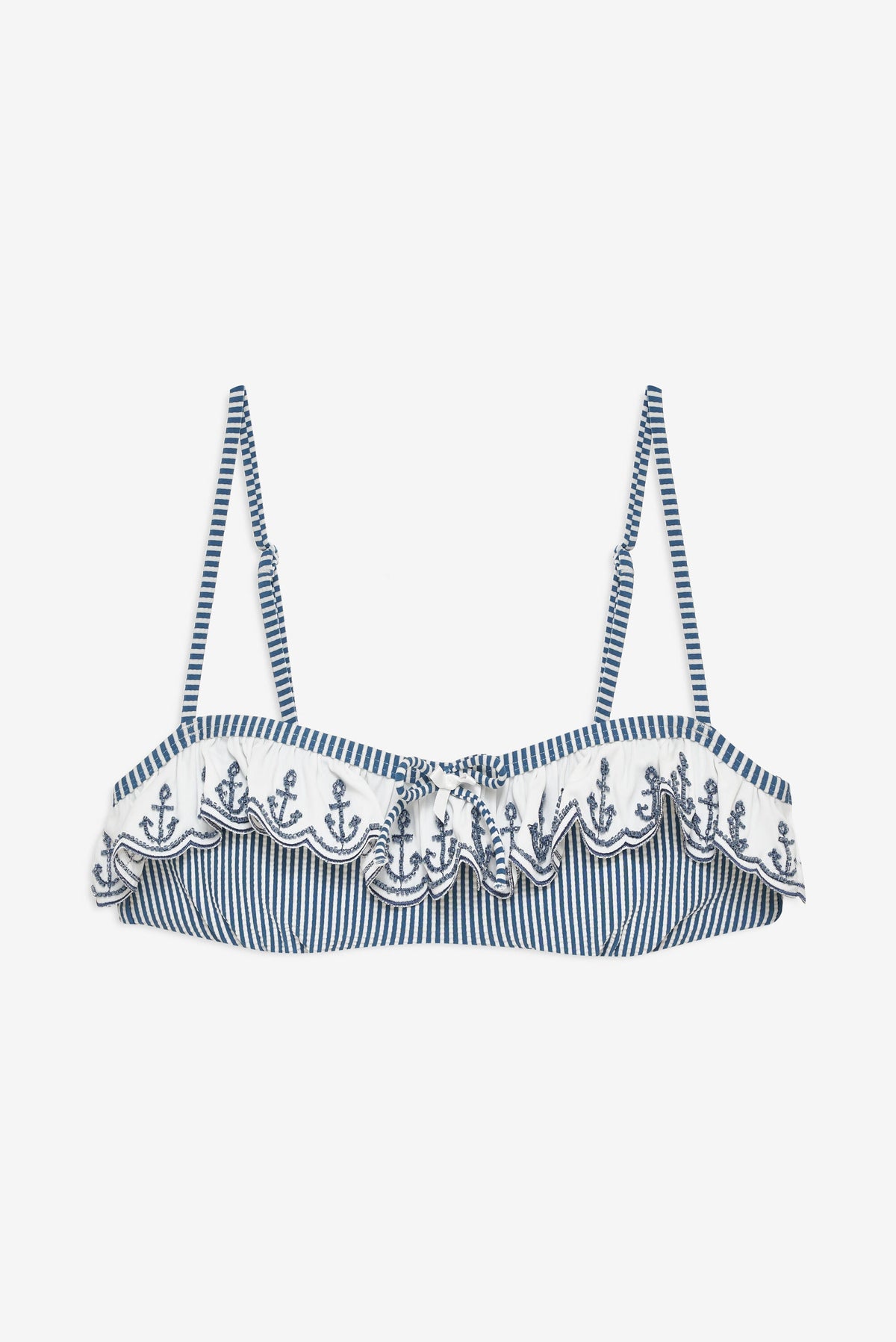 For Love & Lemons Textured Stripes Bikini Top