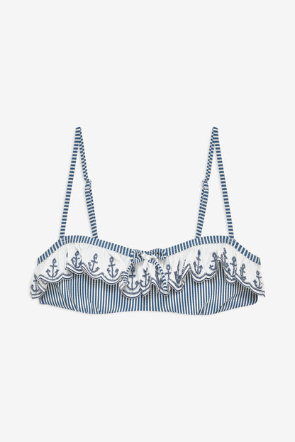 For Love & Lemons Textured Stripes Bikini Top