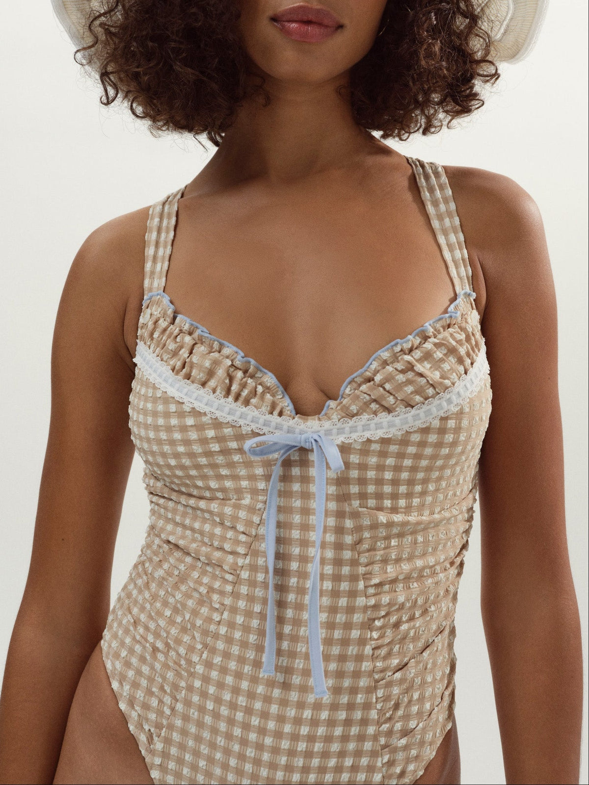 For Love & Lemons Puckered Gingham One Piece