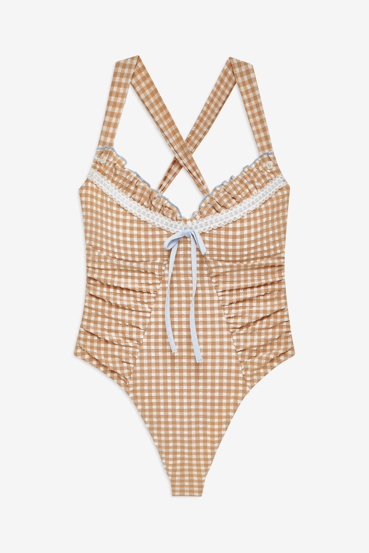 For Love & Lemons Puckered Gingham One Piece