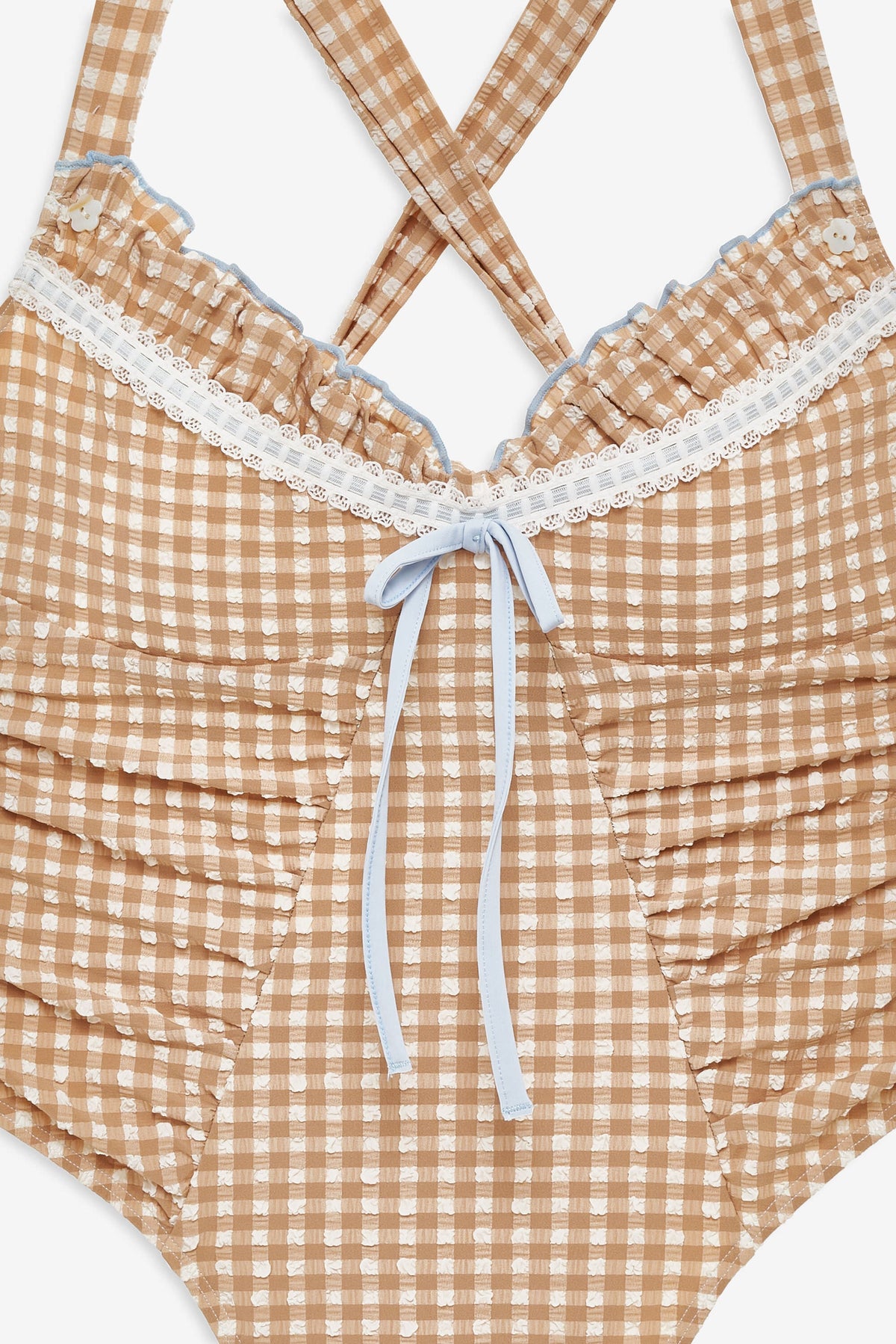 For Love & Lemons Puckered Gingham One Piece