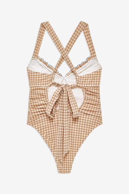 For Love & Lemons Puckered Gingham One Piece