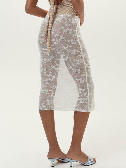 For Love & Lemons Betty Bouquet Coverup Midi Skirt