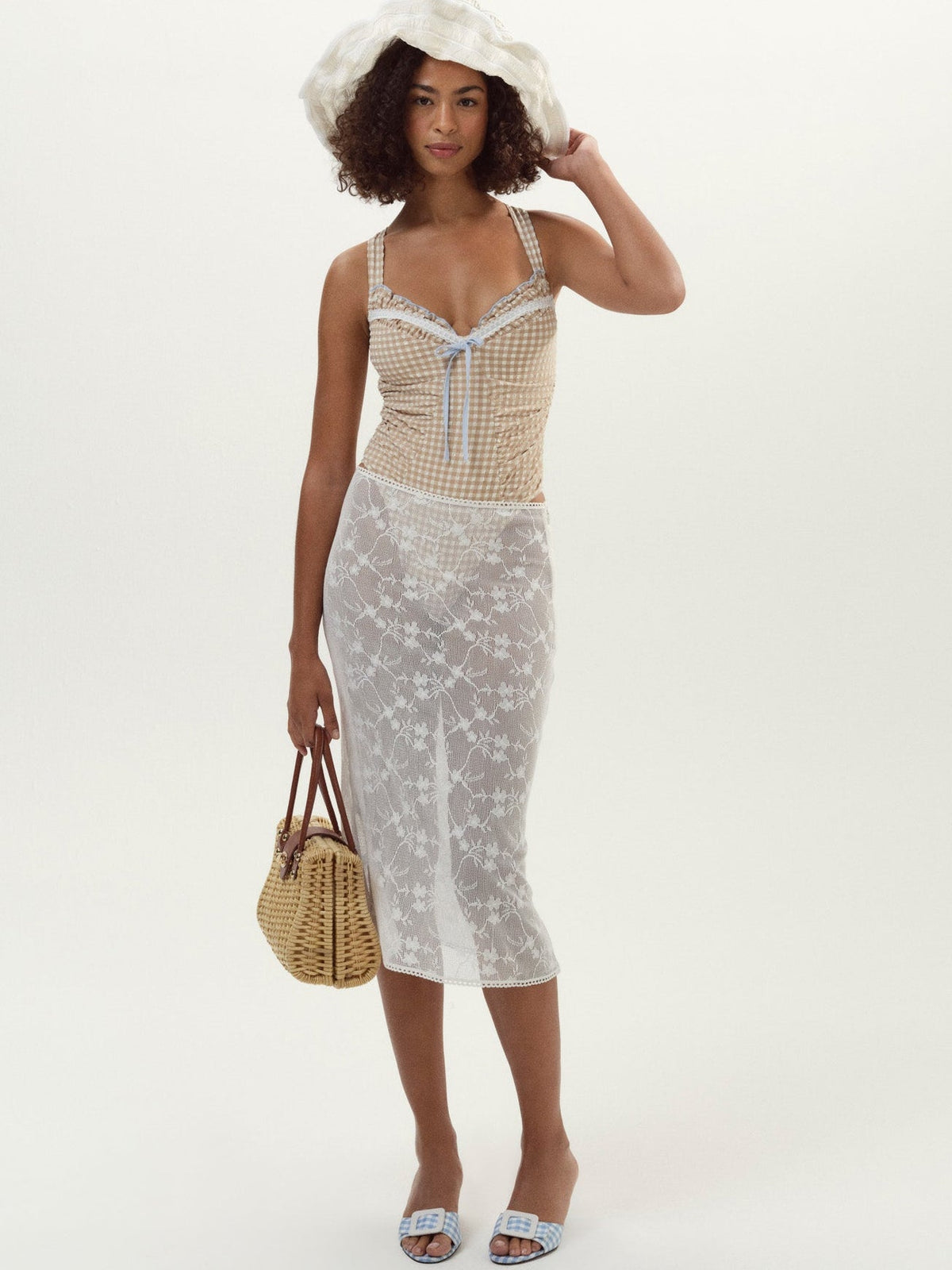 For Love & Lemons Betty Bouquet Coverup Midi Skirt