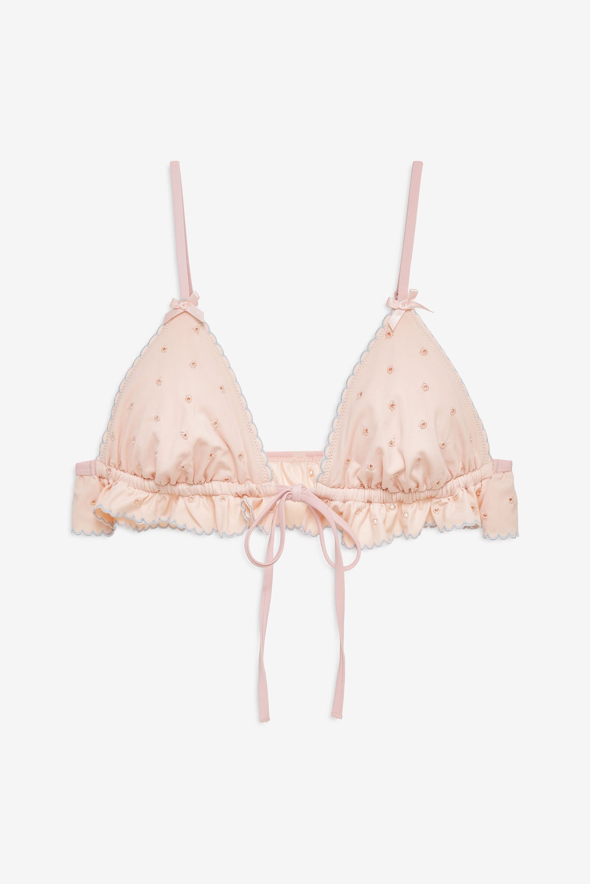 For Love & Lemons Eyelet Dot Ruffle Bikini Top