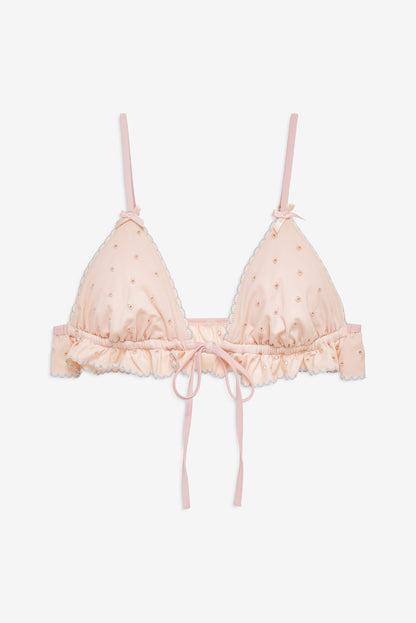 For Love & Lemons Eyelet Dot Ruffle Bikini Top