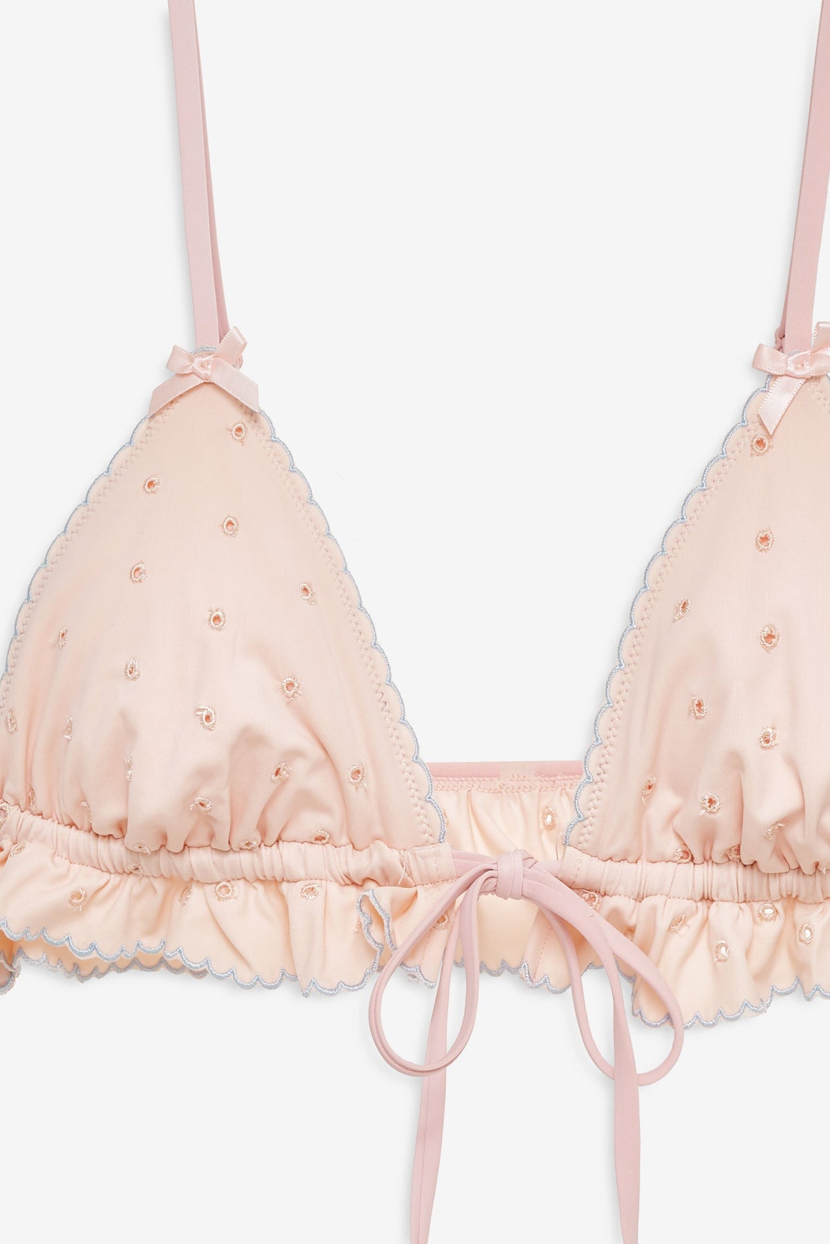 For Love & Lemons Eyelet Dot Ruffle Bikini Top