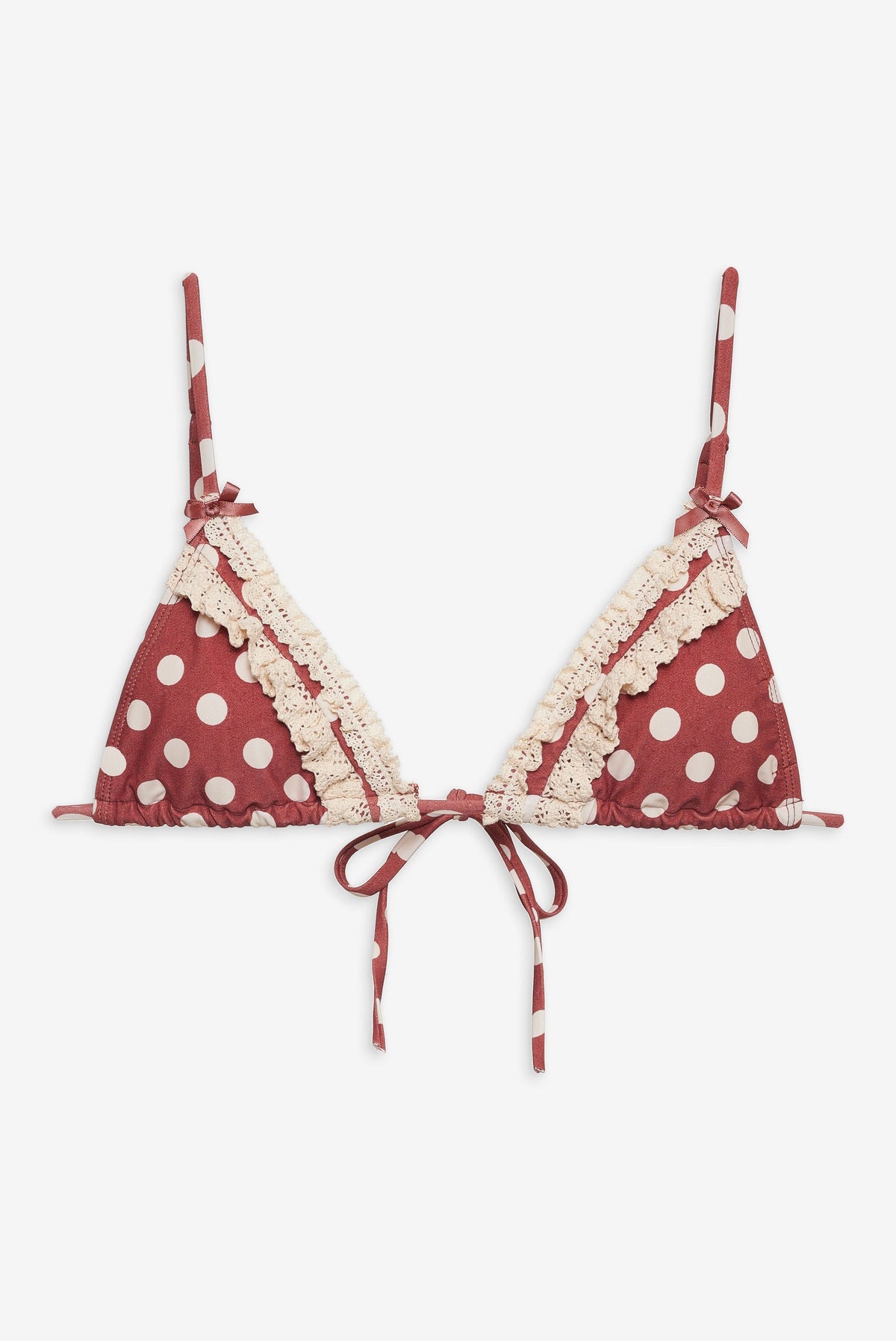 For Love & Lemons Dolly Dot Triangle Bikini Top