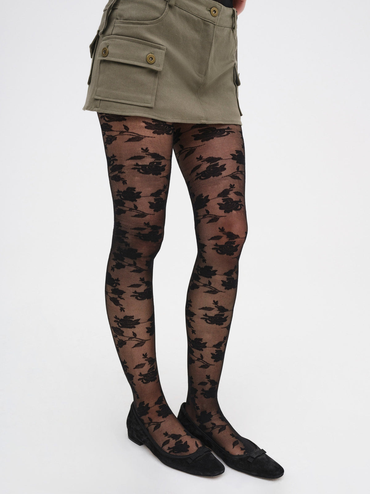 For Love & Lemons Floral Knit Tights
