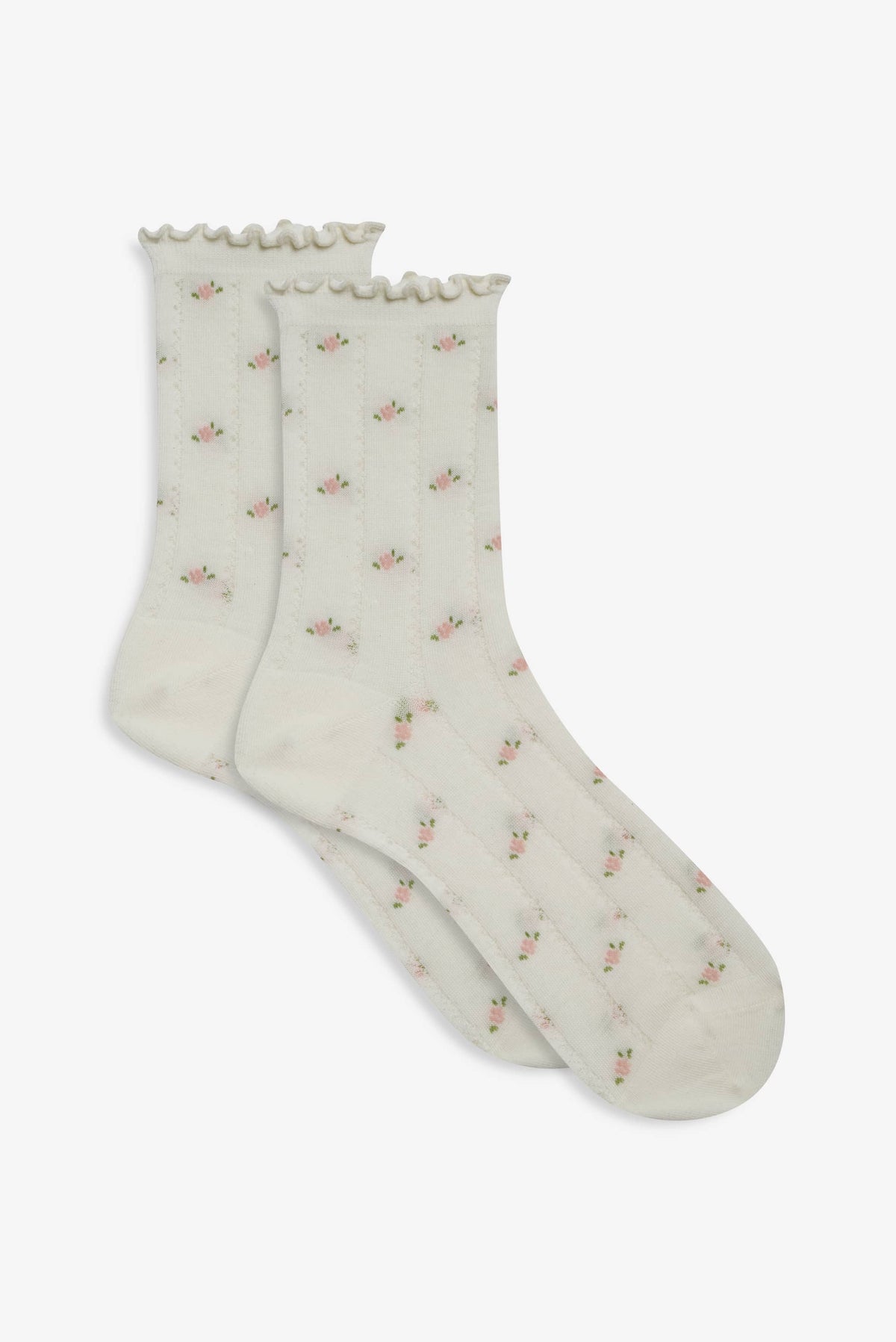 For Love & Lemons Pointelle Floral Crew Socks