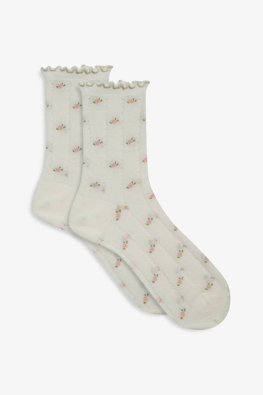For Love & Lemons Pointelle Floral Crew Socks