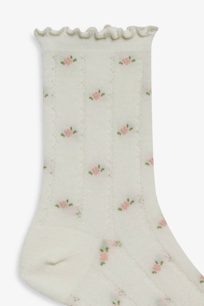 For Love & Lemons Pointelle Floral Crew Socks