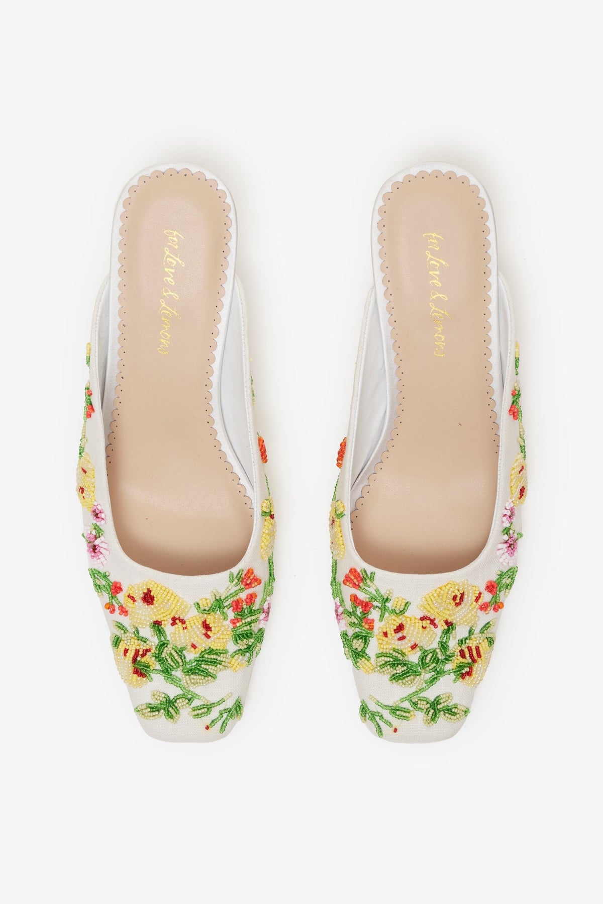 For Love & Lemons Elodie Floral Beaded Mule