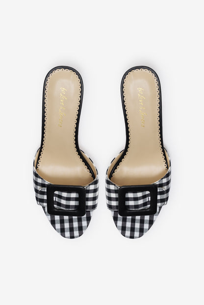 For Love & Lemons Eloise Gingham Buckle Mule