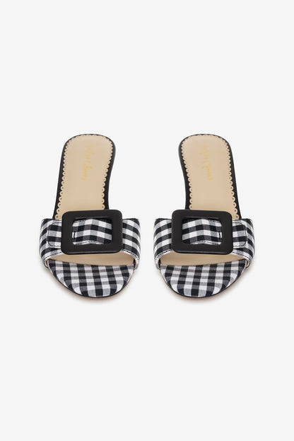 For Love & Lemons Eloise Gingham Buckle Mule