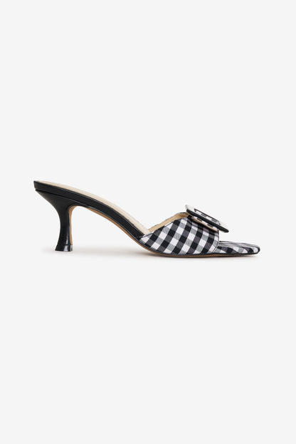 For Love & Lemons Eloise Gingham Buckle Mule