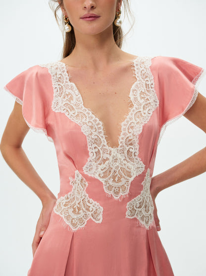 For Love & Lemons Luna Rose Mini Dress