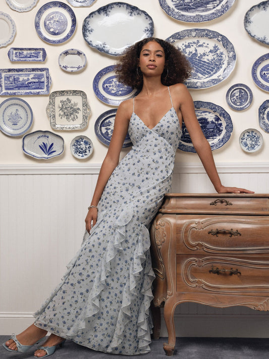 For Love & Lemons Elea Beaded Maxi Dress