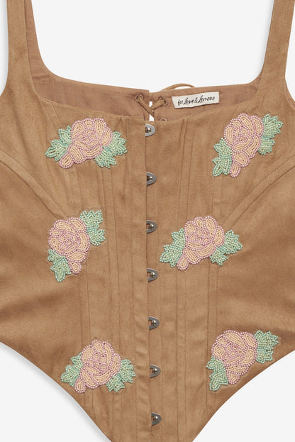 For Love & Lemons Rose Beaded Bustier