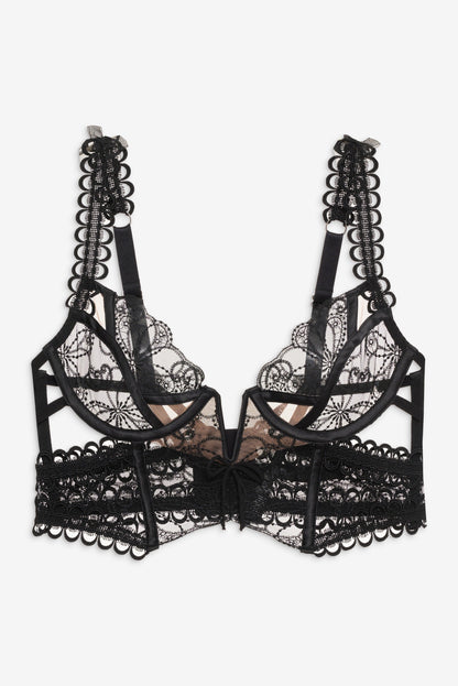 For Love & Lemons Swirly Floral Embroidered Bustier