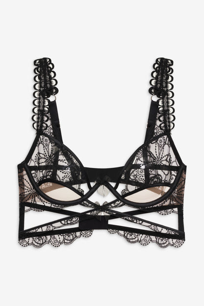 For Love & Lemons Swirly Floral Embroidered Bra