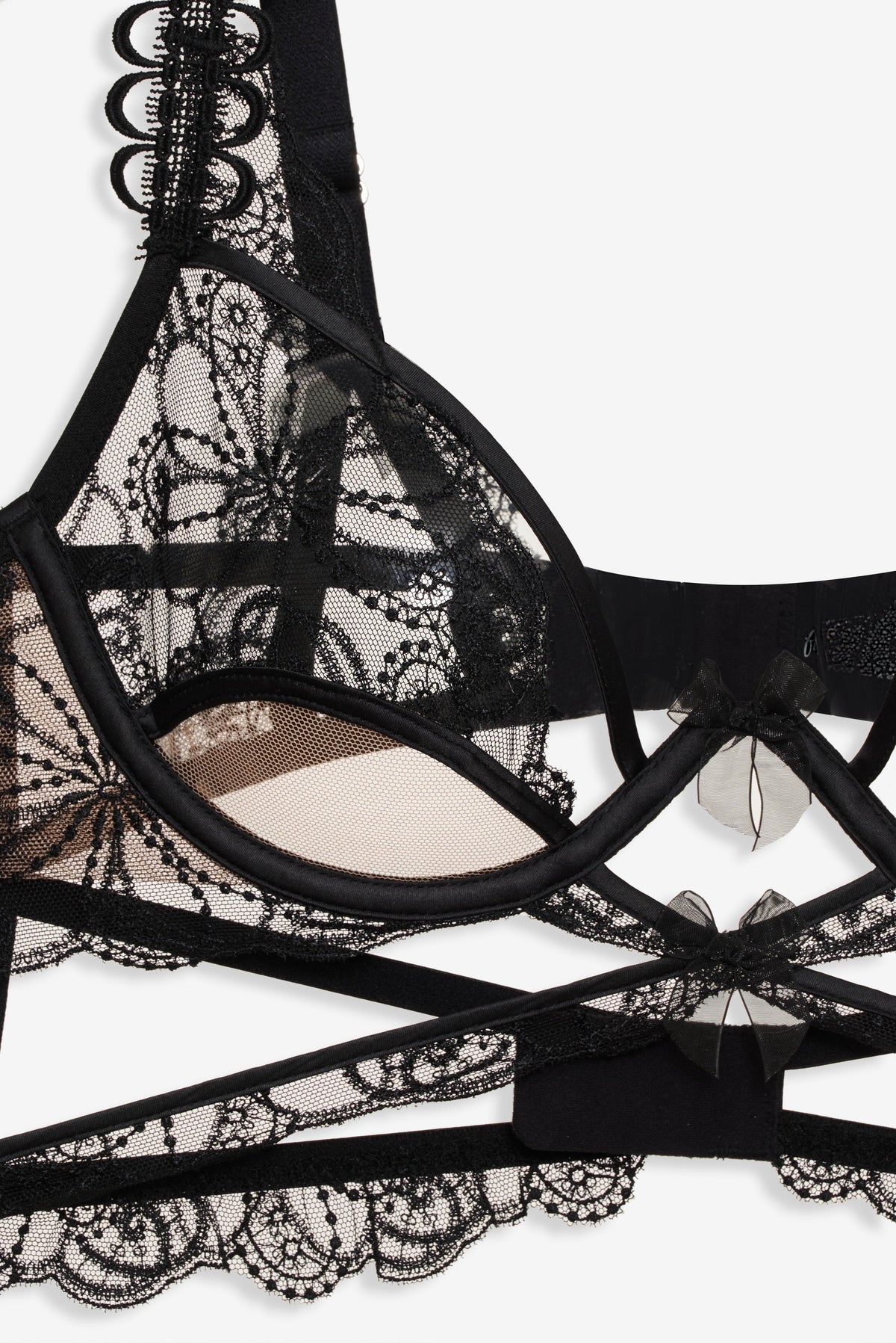 For Love & Lemons Swirly Floral Embroidered Bra