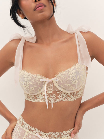 For Love & Lemons Gilded Lace Underwire Bra