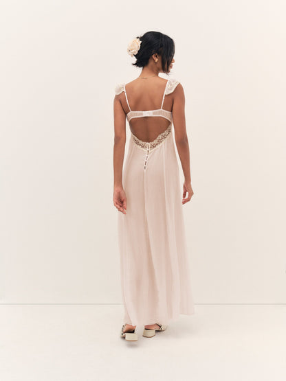For Love & Lemons Gilded Lace Maxi Slip Dress