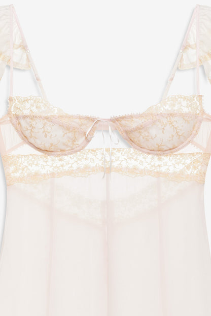 For Love & Lemons Gilded Lace Maxi Slip Dress