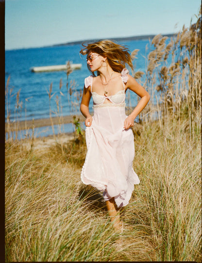 For Love & Lemons Gilded Lace Maxi Slip Dress