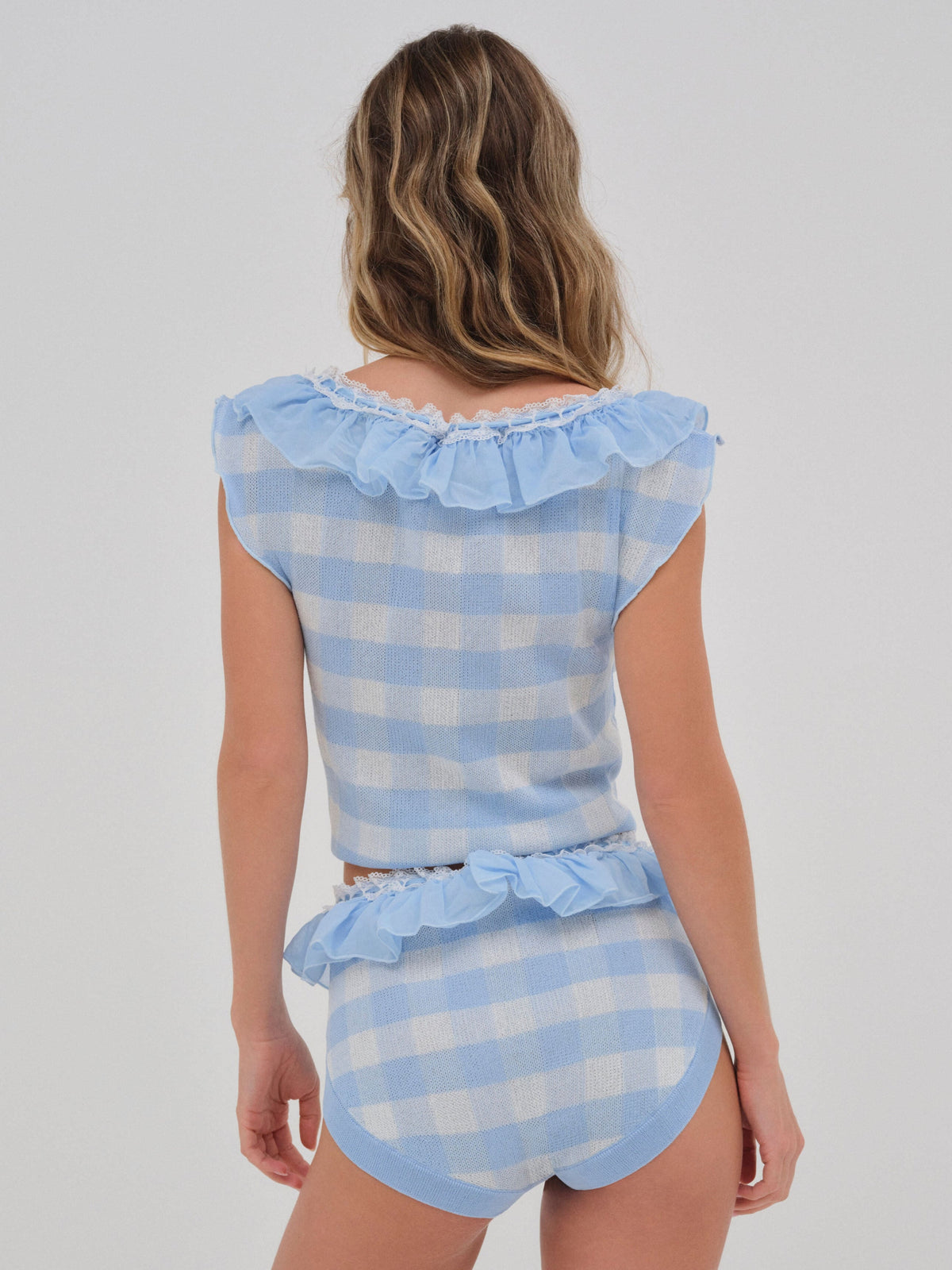For Love & Lemons Brushed Gingham Knit Top
