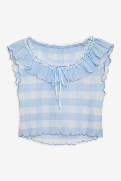 For Love & Lemons Brushed Gingham Knit Top