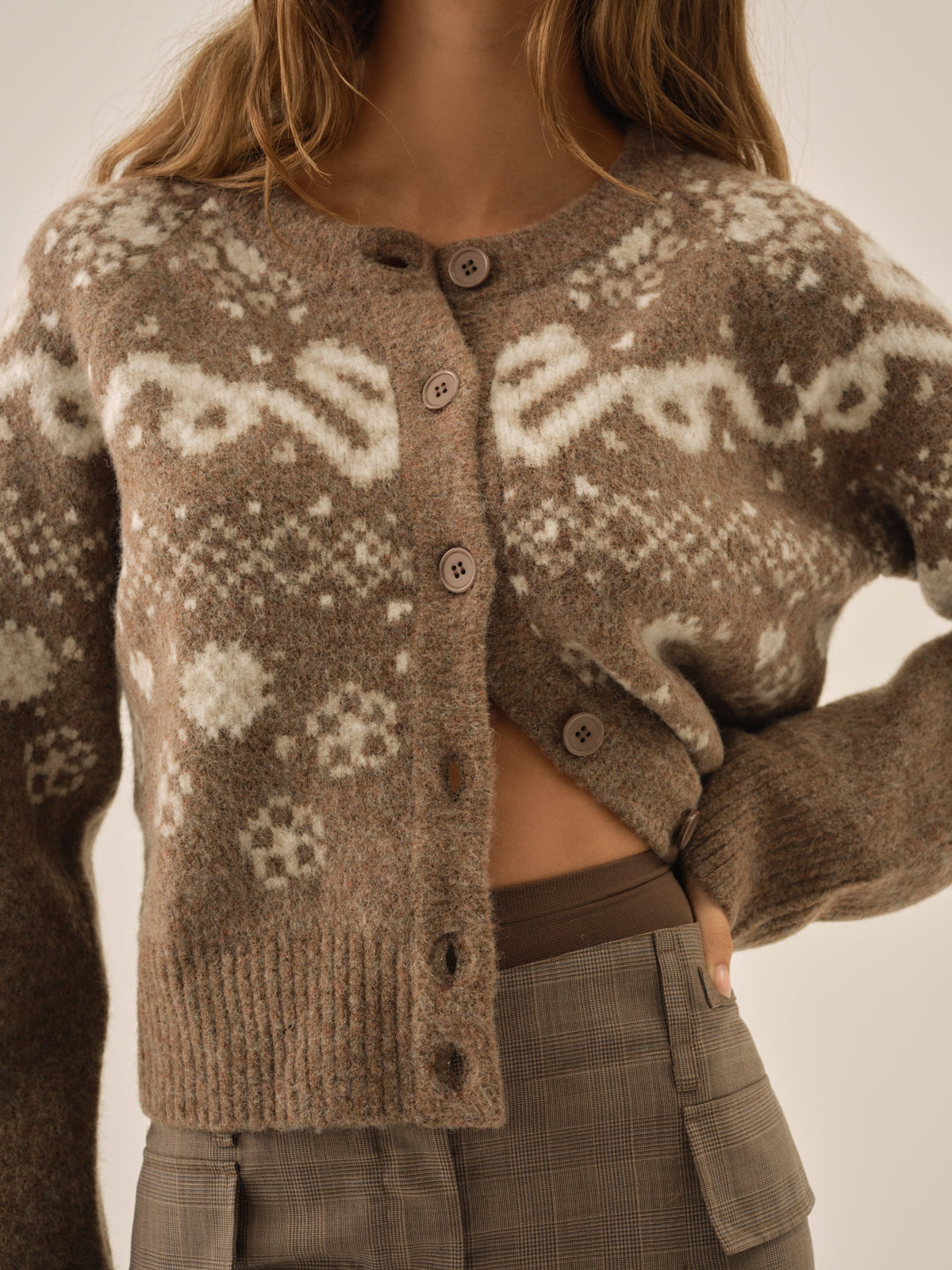 For Love & Lemons Arabella Intarsia Crewneck  Cardigan
