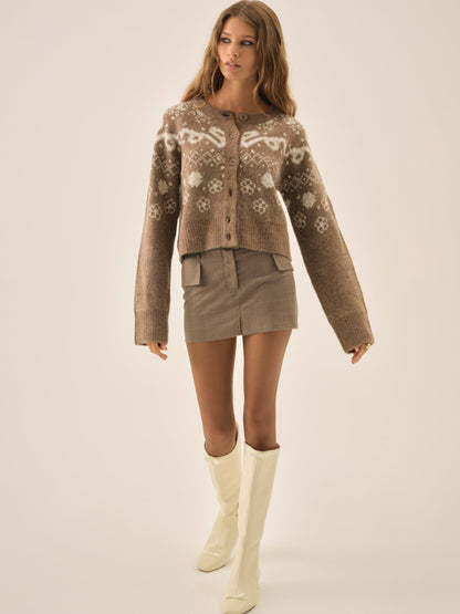 For Love & Lemons Arabella Intarsia Crewneck  Cardigan