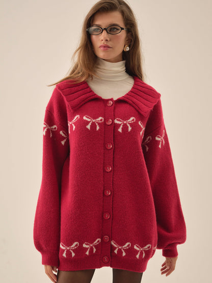For Love & Lemons Bow Intarsia Knit Sweater