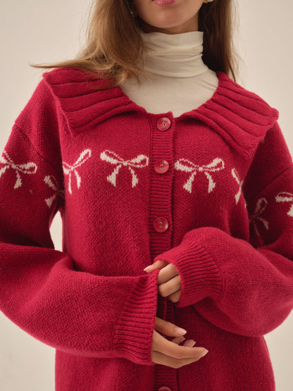 For Love & Lemons Bow Intarsia Knit Sweater