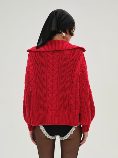 For Love & Lemons Drina Henley Knit Sweater