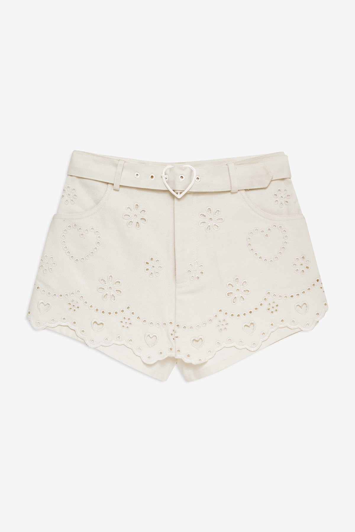 For Love & Lemons Heart Eyelet Denim Skort