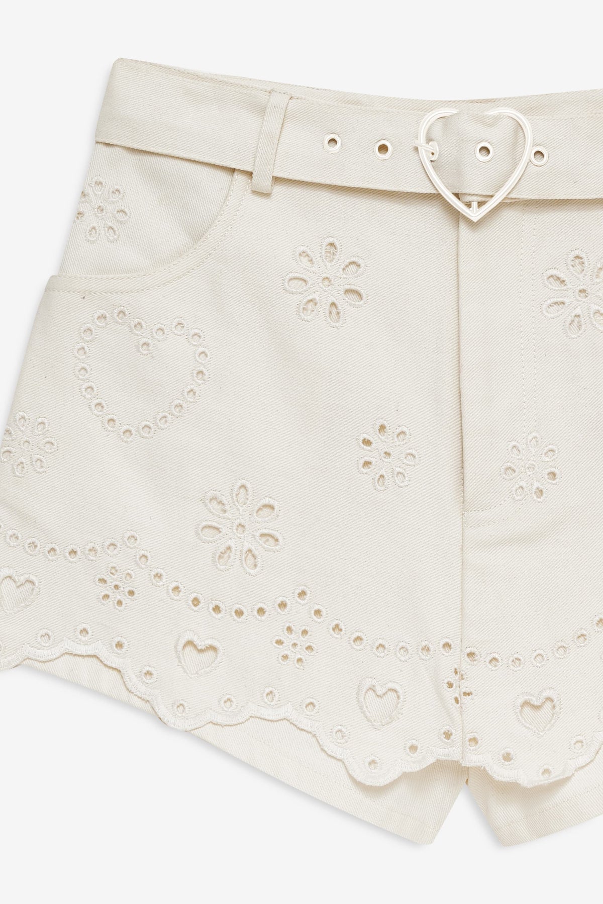 For Love & Lemons Heart Eyelet Denim Skort