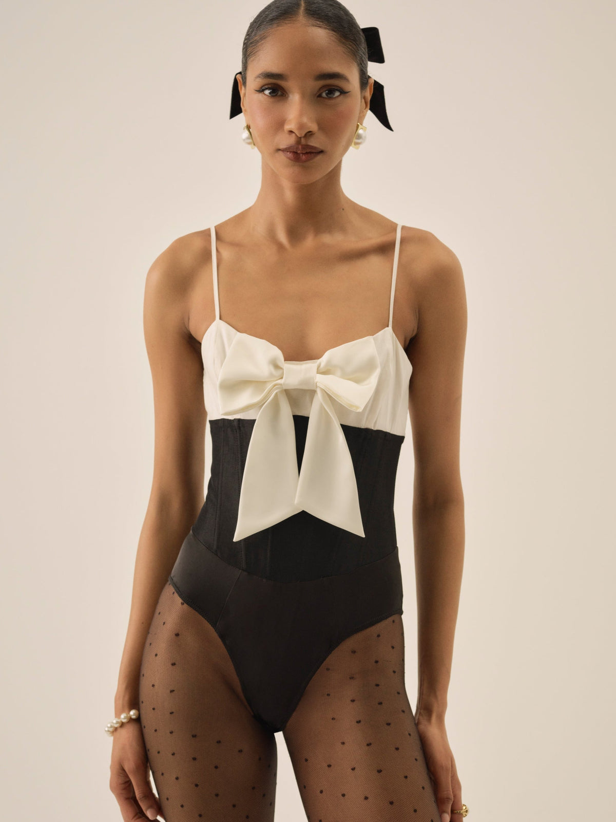 For Love & Lemons Emalie Taffeta Bodysuit