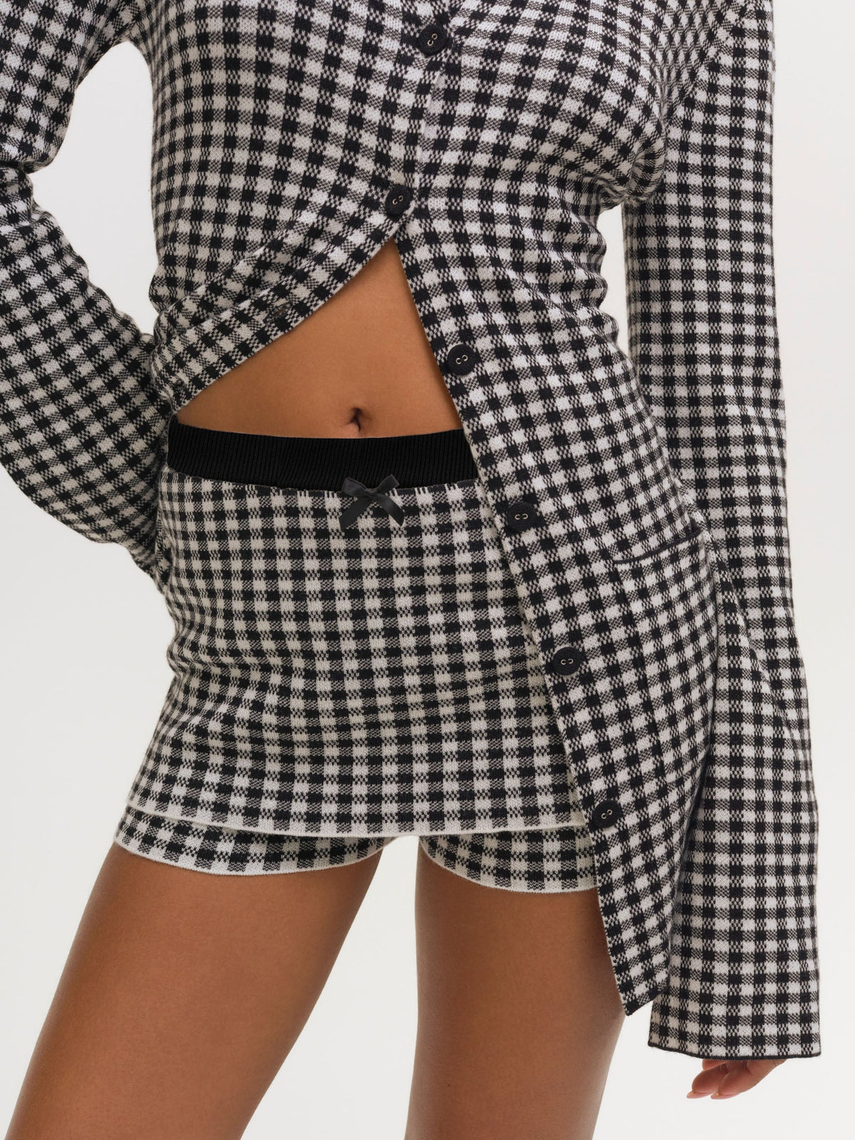 For Love & Lemons Gingham Knit Skort