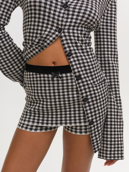 For Love & Lemons Gingham Knit Skort