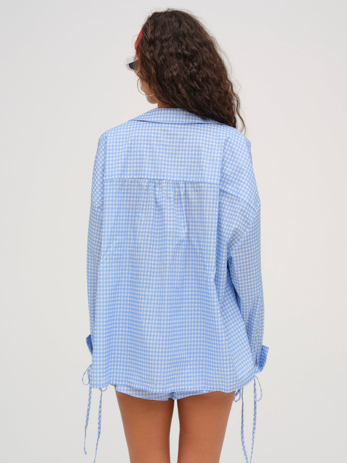 For Love & Lemons Gingham Button-Down Top