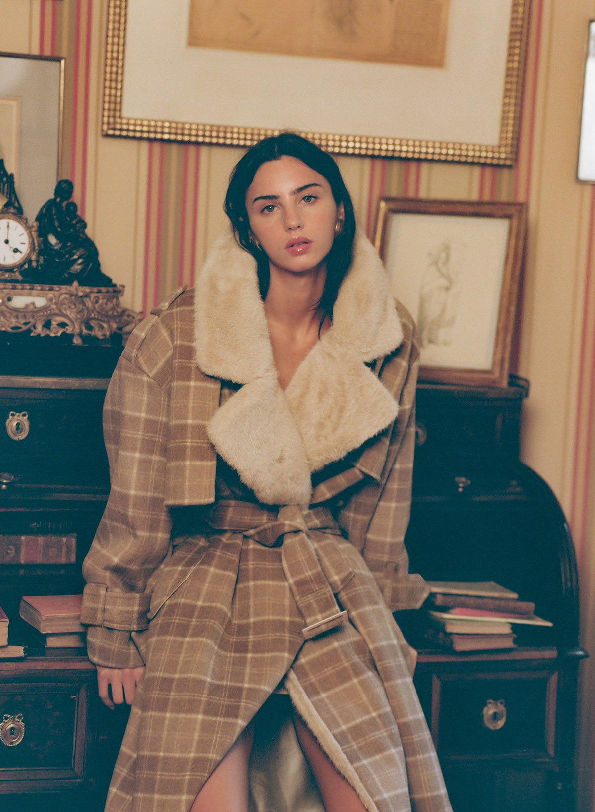 For Love & Lemons Poet Plaid Oversized Coat