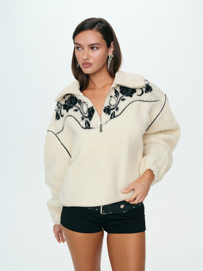 For Love & Lemons Western Floral Sherpa