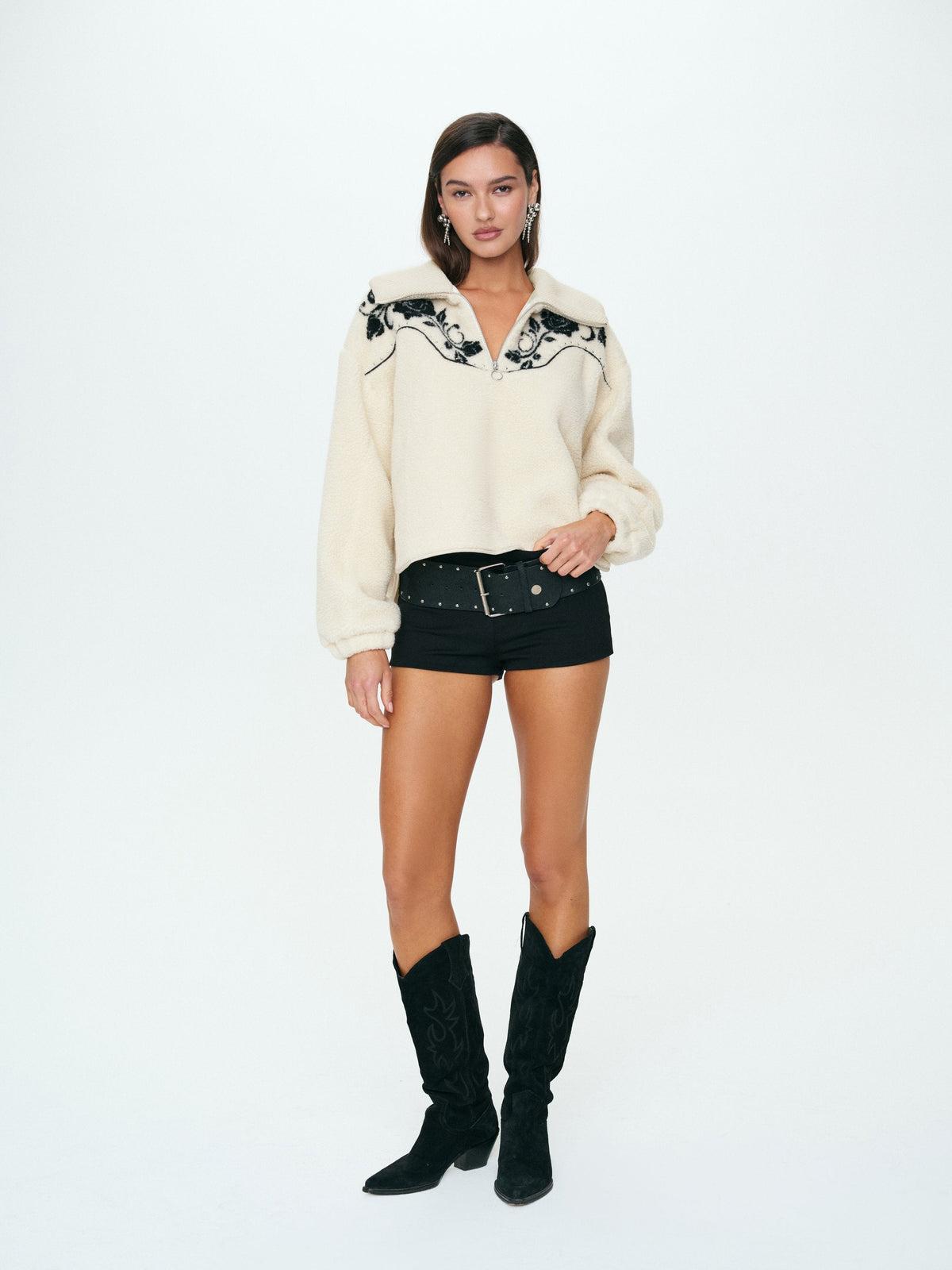 For Love & Lemons Western Floral Sherpa